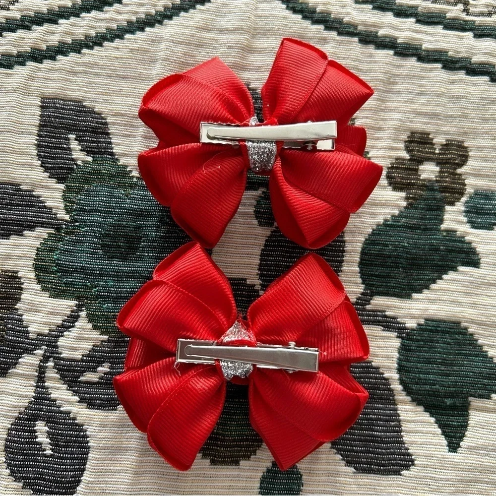 Gaby's Red Christmas Bows Piggies Pigtails Set